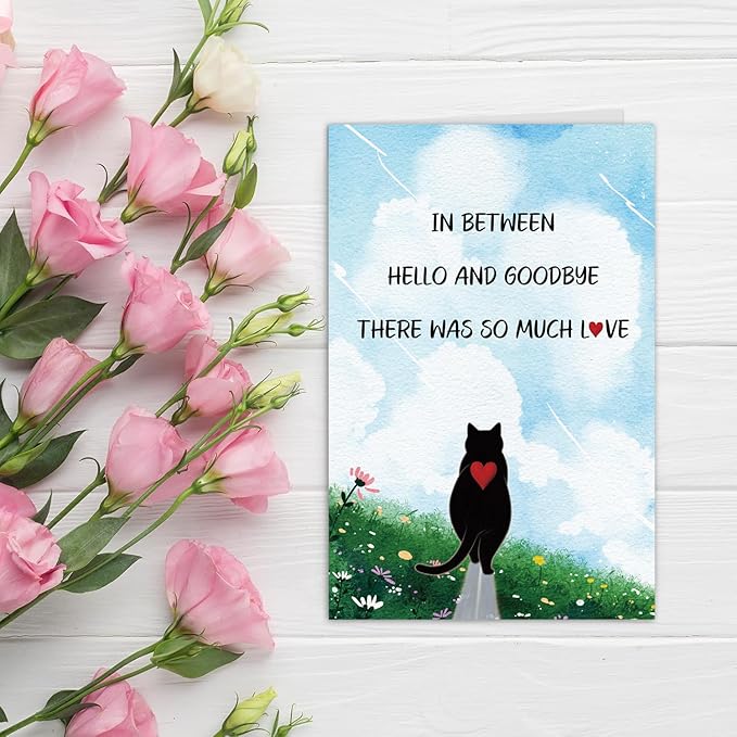 Pet Sympathy Card for Cat Thinking of You Gifts Condolences Card for Loss of Cat Bereavement Sorry for Your Loss Blank Inside Envelope