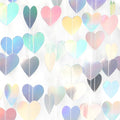 Iridescent Disco-Holographic Heart Garland - 52Ft Wedding Hanging Decoration Neon Streamers Banner, Perfect for Bridal Shower, Birthday, Baby Shower, Engagement, Valentines Day Decor
