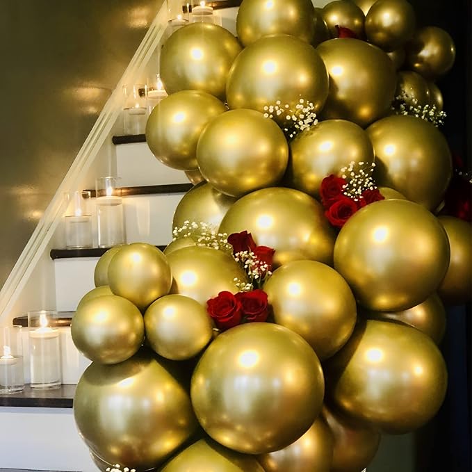 105pcs Metallic Gold Balloons 12inch Party Latex Balloons for Birthday Graduation Baby Shower Wedding Anniversary New Year Party Decorations