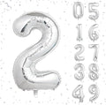 40 Inch Silver Number Balloons, Helium Mylar Foil Number Balloons for Birthdays, Number 2 Balloon for Party Wedding Bachelorette Birthday Bridal Shower Anniversary Celebration Party Decorations