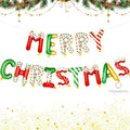 Merry Christmas Letter Balloons Banner, Merry Christmas Foil Xmas Balloon for Xmas Party Decorations (Candy Color)