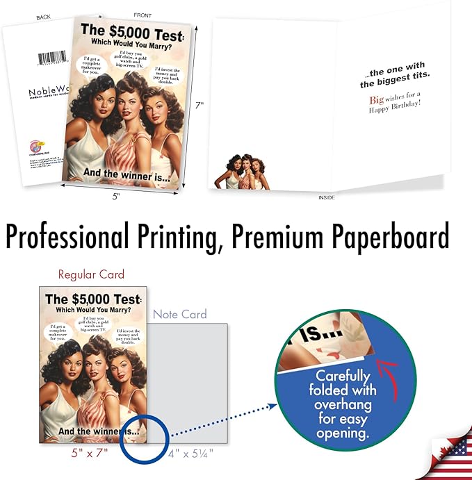 NobleWorks, Funny Birthday Greeting Card with 5 x 7 Inch Envelope (1 Card) Bday The Winner C10835BDG