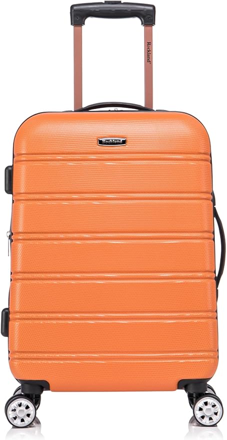 Rockland Melbourne Hardside 2 Piece Expandable Spinner Wheel Luggage Set, Carry-On 20" and Tote 14", Orange