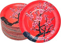 50Pcs Chinese New Year Party Supplies Chinese Japanese Cherry Paper Plates 7"Cherry Blossom Dessert Plates Flowers Plates for Birthday Wedding Chinese New Year Spring Festival Decorations (Red)