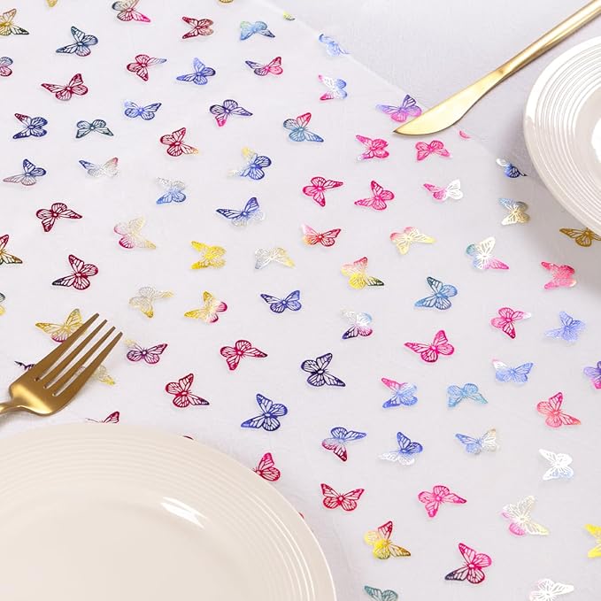Socomi Butterfly Spring Table Runner Gauze Easter Seasonal Holiday Dining Table Decoration for Indoor Outdoor Home Party Decor 72 inch 1pc