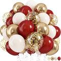 Burgundy and Gold Balloons, 60Pcs Burgundy Maroon Wine Dark Red White Metallic Gold Nude Balloons with Confetti Balloons for Girls Birthday Graduation Bridal Shower Wedding Party Decorations Supplies