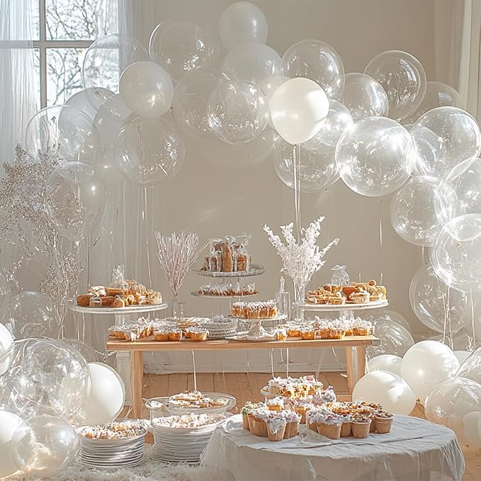 PartyWoo Clear Balloons 152pcs Different Sizes of 18 12 10 5 Inch Transparent Balloon Arch Kit for Graduation Wedding Baby Shower Bridal Shower Anniversary Birthday Party Decorations Clear-Y2