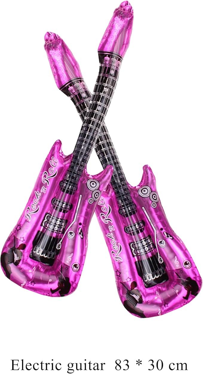 K pop Music Hunter Balloons,Purple Guitar Balloons,Purple Flame Balloons & Silver Music Note Balloons for K pop Movie Theme Birthday Singer Party Decoration