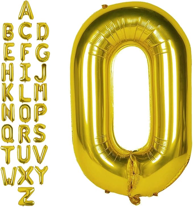 40 Inch Gold Letter O Balloons, DIY Phrase Foil Alphabet Letter O Balloons DIY Word O Banner for Birthday Anniversary Celebration Graduation Party Supplies Decoration
