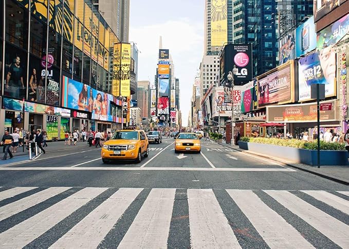 NYC Time Square Buildings Photo Backdrops Taxi New York Fashion Street Party Photography Background Adult Portrait Studio Booth Props Banner 9x6ft