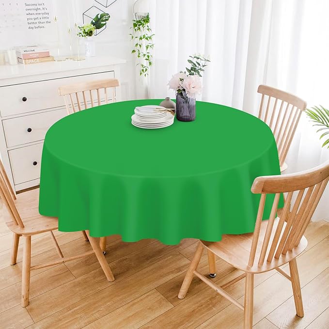 Mulbozy 12 Pack Green Round Tablecloth, 84 Inches Plastic Table Cover, Premium Disposable Round Party Tablecloth for Restaurant Dinners, Wedding, Grad Party, Baby Shower, Outdoor Camping