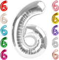 Number 6 Balloon 40 Inch, 6th Birthday Balloon for Boy Girl, Silver 16 60 61 65 Numbers Balloons Birthday Party Wedding Events Decorations