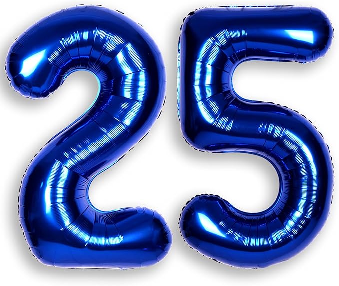 40Inch Navy Blue Number 25 Balloon Large Helium Royal Blue Number Balloons 0-9 Giant Digital 25th Foil Mylar Big Party Balloon for Boy Birthday Party Anniversary Graduation Decorations