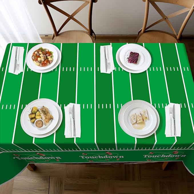 Football Party Decorations,2 Pack Football Tablecloth Disposable Plastic Tablecloth 54" x 108",Football Birthday Party Decor,Football Table Cloth for Rectangle Tables,Football Party Supplies for Home