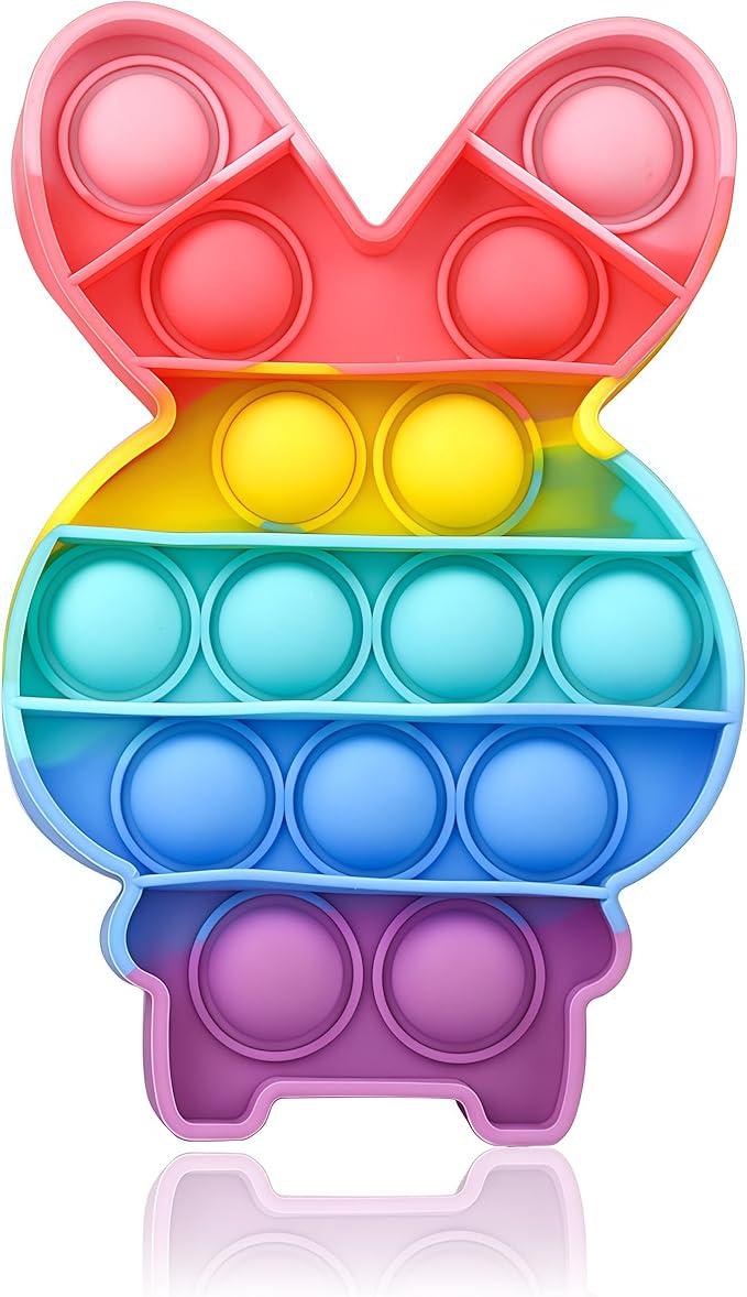 Easter Bubble Fidget Toys, Kids Girls Boys Cute Bunny Sensory Toy Basket Stuffers Toddler Adult Stress Relief Silicone Autism Fidgets Birthday Gifts for Travel Cars Classroom Party Office