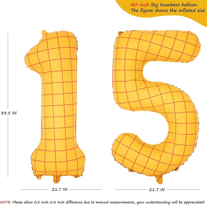 40-Inch Large Number Balloon Toy Inspired Story Matte Yellow Birthday Balloon Western Rodeo Party Supplies Boy Girl Story Anniversary Kids Birthday Party Cowboy Farm Themed Baby Welcome Decorations