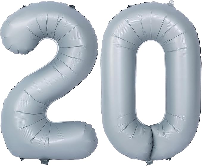 40 In Matte gray Number Balloons Helium Foil Mylar Balloon Birthday Party banquet Decoration 20