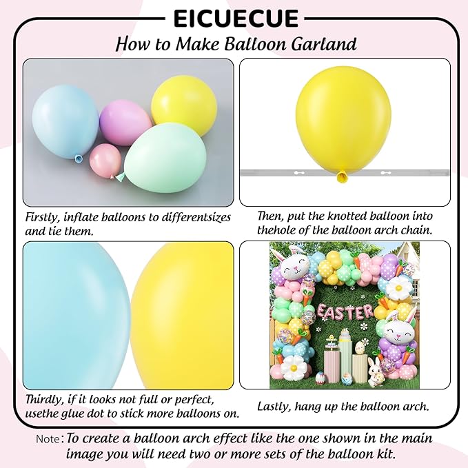 171Pcs Easter Balloon Arch Kit - Pastel Balloon Garland Kit with Bunny, Carrot & Daisy Balloons for Easter Party, Spring Birthday, Baby Shower, Rainbow Easter Supplies Party Decorations