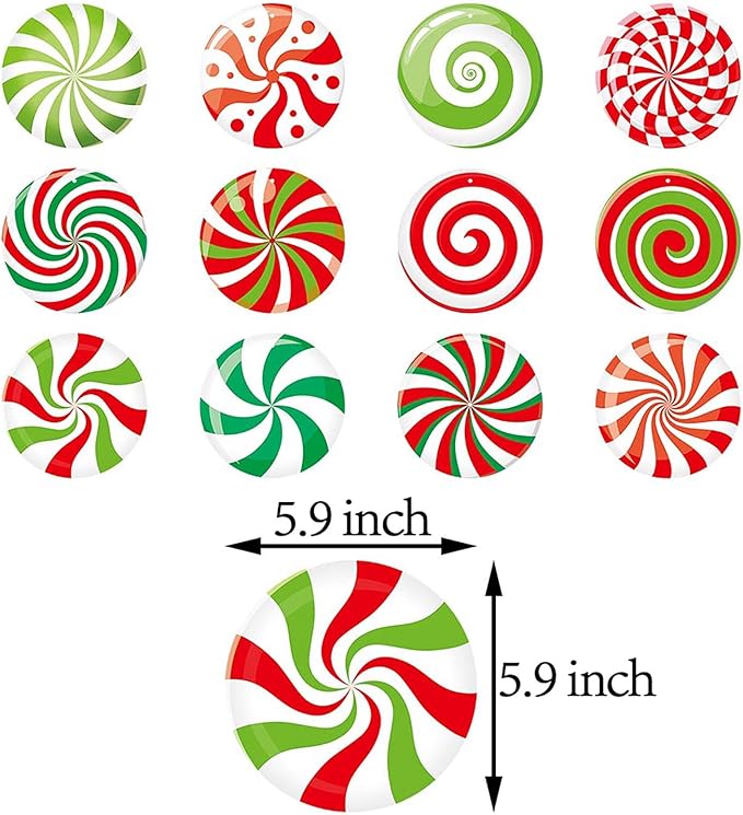 Christmas Candy Party-Decorations Garland Banners - 12Pcs Green Red White Streamers Hanging Swirl,Baby Shower Birthday Wedding Ornaments Classroom Supplies Decor Hugtmr