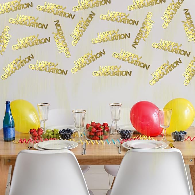 Gold Happy Graduation Confetti, Glitter Graduation Decorations 2026, Congrats Grad Confetti for Class of 2026 Grad Party Decorations 120 PCS.