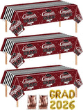 7-Pack Graduation Party Decorations Set, 3 Maroon Graduation Tablecloths 54 x 108 in, 2026 and Grad Balloons, 2 Foil Fringe Curtains for High School College Graduation Party Photo Booth