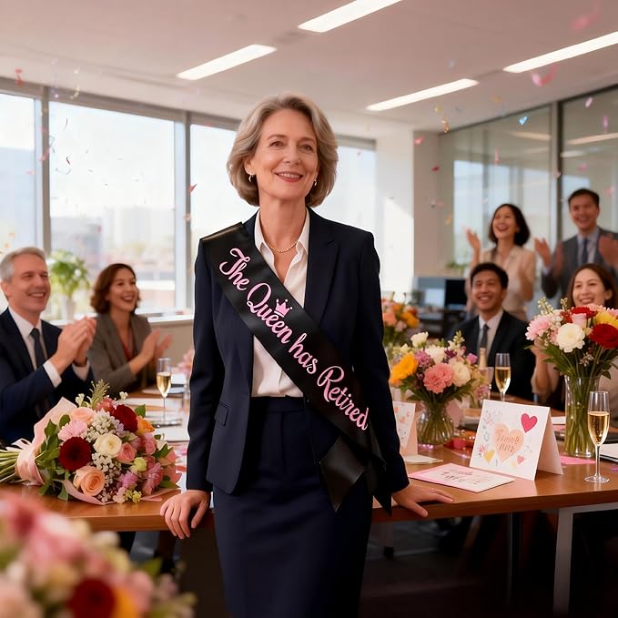 meleg otthon The Queen has Retired Sash, Black and Pink Retirement Sash for Women, Suitable for Retirement Party, Events, Decorations