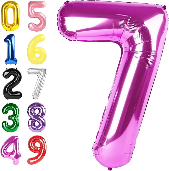 7 Balloon Number Rose Purple, 17th Birthday Decorations For boys And Girls, 40 Inch Big Balloons for 7, 17, 27, 70 Birthday, Wedding Anniversary, Christmas, New Year, Halloween Party Decoration