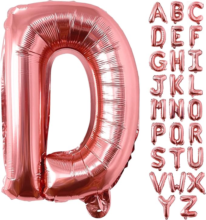 Lovoir 40 Inch Large Rose Gold Letter D Balloons Big Size Jumbo Mylar Foil Helium Balloon for Birthday Party Celebration Decorations Alphabet Rose Gold D