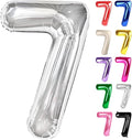 Silver Number 7 Balloon 40 Inch, 7 Balloon Number, 7th Birthday Decorations, Silver Party Supplies for Boys Girls