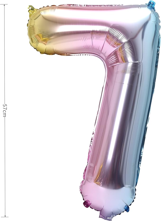 YPSelected 32 Inch Large Foil Helium Number Balloon Birthday Wedding Party 0-9 (Rainbow, 7)
