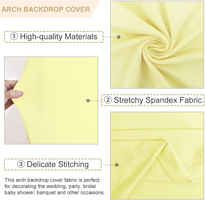 Arch Covers Set of 2 Yellow Wedding Arch Cover 6FT 7.2FT Arch Stand Cover for Wedding Party Spandex Arch Cover Stretchy Fabric Boho Backdrop Covers Set for Bridal Baby Shower Decoration