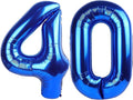 Navy Blue Number 40 Balloon 40 inch, 40 Number Balloons, 40th Navy Blue Birthday Decorations, 40 Year Old Women Men Blue Party Supplies