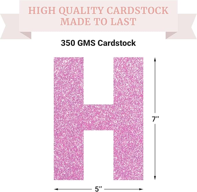 Pre-strung Happy Birthday Banner - No DIY - Pink Glitter Happy Birthday Party Banner for Girls & Women - Pre-strung on 8 ft Strands - Light Pink Bday Party Decorations & Decor. Did We Mention No DIY
