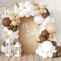 160Pcs Boho Brown White Nude Balloon Garland Arch Kit Dark Brown Nude Tan White Latex Balloons for Neutral Bear Baby Shower Birthday Party Decorations