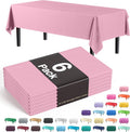 Exquisite Party Solids 6-Pack Premium Plastic Tablecloth 54in. x 108in. Rectangle Plastic Table Cover - Pink