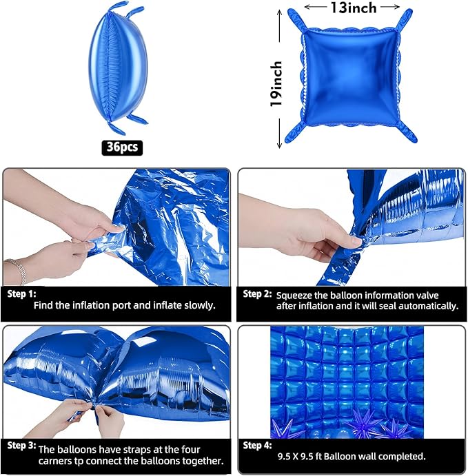 50pcs Navy Blue Foil Balloons Wall Backdrop with 80pcs Dark Blue Balloon Garland Arch Kit, Double Sided Balloon Tunnel for Anniversary New Year Birthday Graduation Ribbon Party Decorations