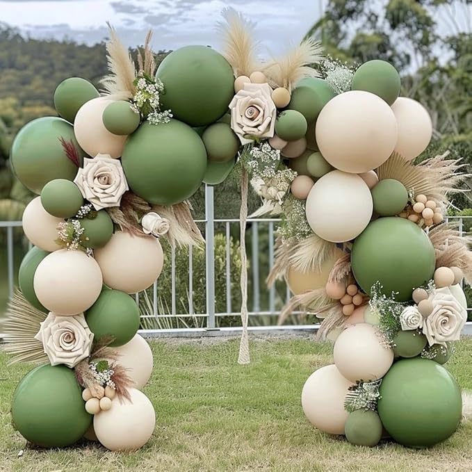 Double Stuffed Sage Green Balloons Retro Olive Green Balloon Garland Kit Different Sizes 18/12/5 Inch Pastel Avocado for Easter Birthday Baby Shower Wedding Jungle Safari Spring Party Decoration