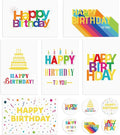 Hooqict 120 Pack Assorted Gold Happy Birthday Cards Bulk with Envelopes and Stickers 4x6 Inch Thick Card Stock Blank Birthday Card Set for Kids Girls Boys Men Women Family Classroom Office Business