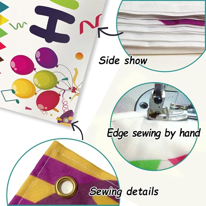Large Colorful Happy Birthday Yard Banner Sign 118x19.7 inch with Brass Grommets and Hanging Rope Birthday Party Outdoor & Indoor Party Decoration Banner