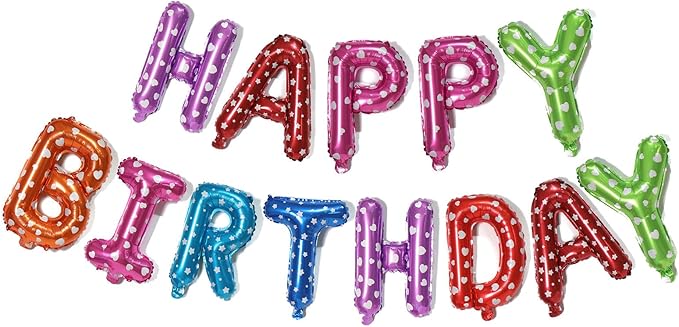 KALOR Multicolor Happy Birthday Balloons Banner, 16 Inch Mylar Foil Letters Balloon Sign for Birthday Party Decorations Photo Booth Backdrop