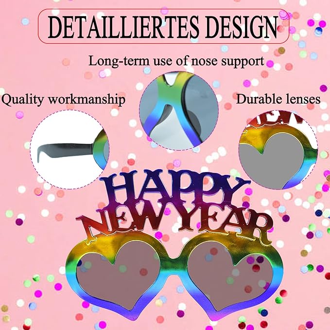 4 Pack Happy New Year Eyeglasses Fancy New Year Party Glasses Funny Sunglasses Eyewear