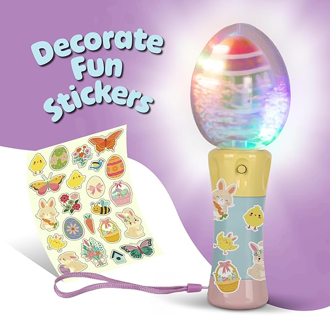 ArtCreativity Easter Egg Magic Ball Wand -7.5" - Custom Egg-Shaped Top Light Up Magic Ball Toy Wands for Kids with Batteries - Flashing LED Wands for Boys & Girls, Fun Gift or Birthday Party Favor
