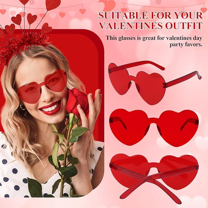 Semato valentines Day Headbands with Red Heart Sunglasses for Valentines Day Accessories Galentines Party Favors Halloween Costume