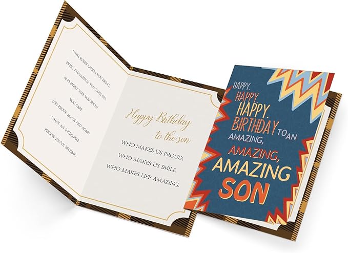 Son Birthday Card, To My Son Birthday Card Gifts from Mom Dad,Gifts for Adult Sons Gift Ideas-8x5.3 Inches, Double-Sided