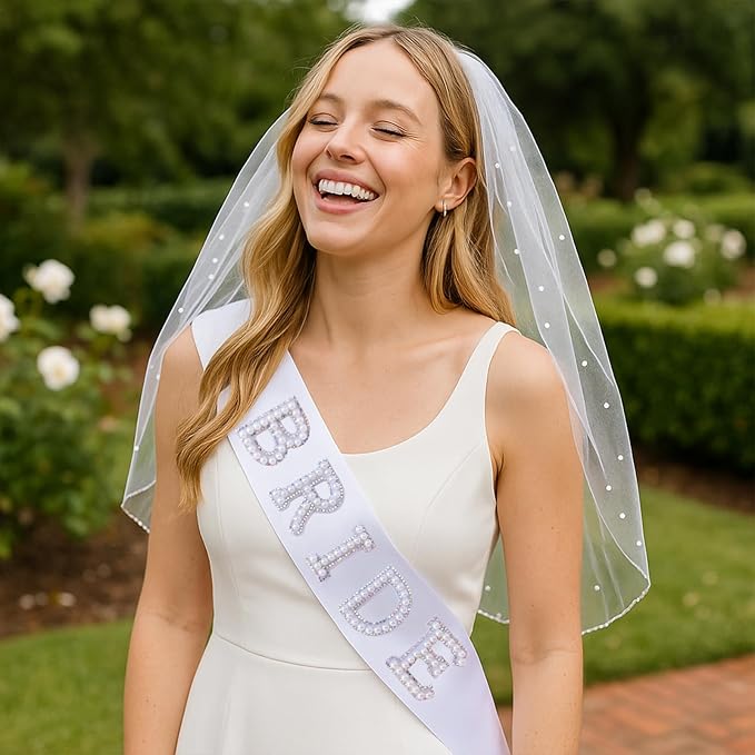 Bride to Be Sash Veil Bachelorette Party Accessories, Bridal Shower Decorations, Engagement Gifts for Bride