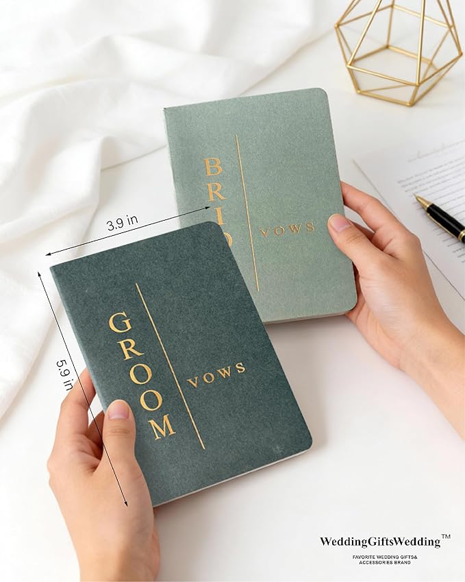 Vow Books for Bride and Groom, His and Hers Vow Books for Wedding-Soft Touch Gold Foil Engraving, Engagement | Wedding Essentials