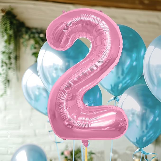 40 Inch Large Pink Number Celebration and Decoration Balloon for Birthday Parties, Graduations, Anniversaries, Weddings, Photo Shoots, Special Events - Helium Foil Mylar (Pink Number 2)