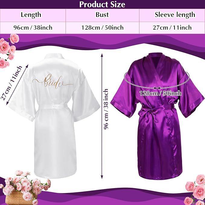 Panitay 42 Pcs Bridal Robes Sets Bride Robes Bridesmaids Proposal Gift Heart Sunglasses Champagne Flutes for Wedding Party
