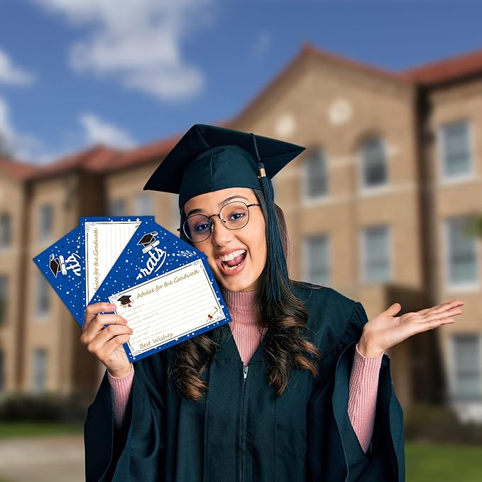 Graduation Wish & Advice Cards - 50PCs Graduate Party Supplies Advice Card for Class of 2026 Graduations Party, Graduate Favors Cards for High/College/Senior School