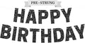 Pre-strung Happy Birthday Banner - No DIY - Black Glitter Birthday Party Banner - Pre-strung Garland on 8 ft Strands - Black Bday Party Decorations & Decor for Men & Women. Did We Mention No DIY